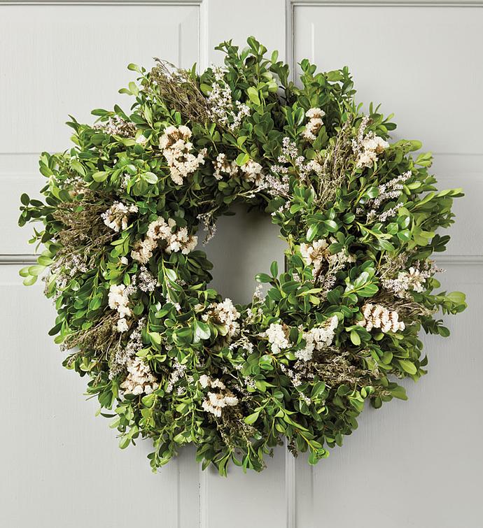 Boxwood and Statice Wreath